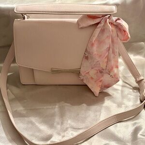 Betsey Johnson Light Pink Crossbody Bag with Floral Scarf